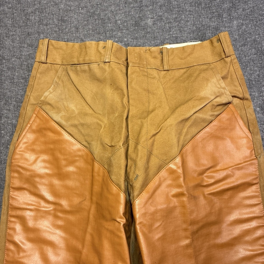 Vintage 70s Duxbak Tan Leather Canvas Hunting Pants 1970s True Vintage 28x30